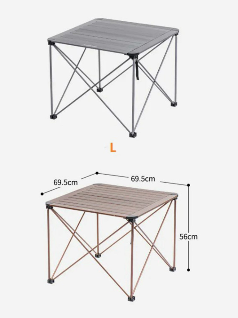 Стол туристический Naturehike алюминиевый, 69,5х69,5х56 см, складной, серый
