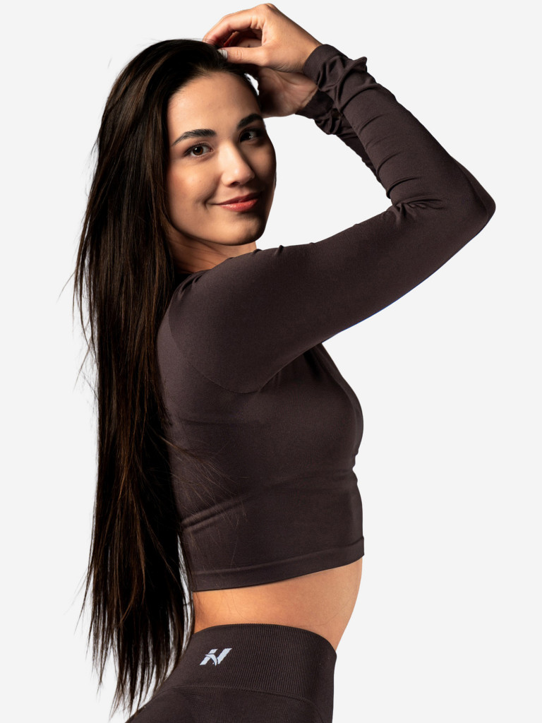 Лонгслив женский NEBBIA Seamless Long-Sleeve Top POWER 892 Dark brown