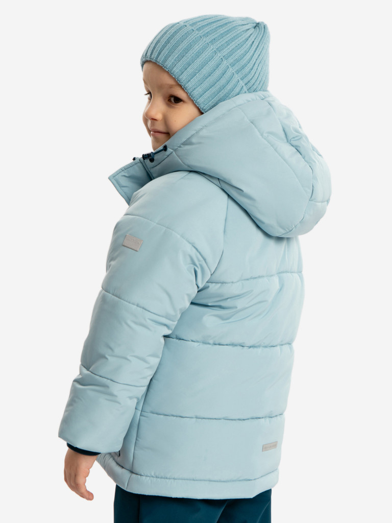 Куртка зимняя водоотталкивающая с капюшоном и манжетами голубая для мальчика Button Blue