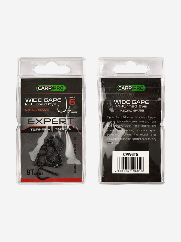Крючок CARP PRO Black Teflon Wide Gape №6 7шт