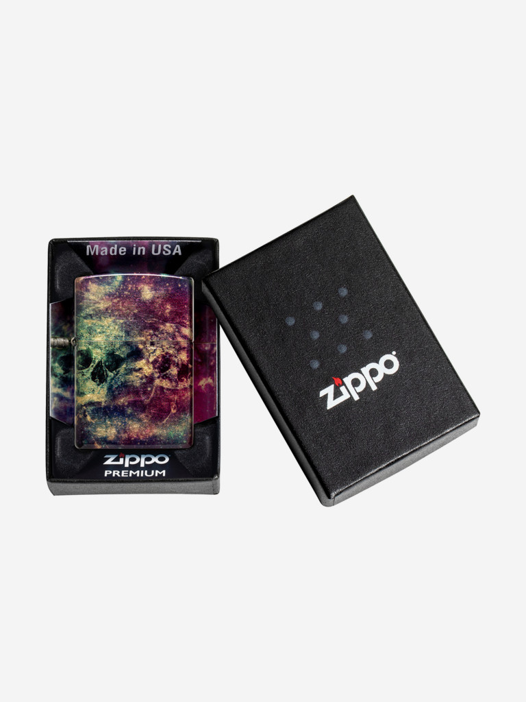 Зажигалка бензиновая ветроустойчивая Zippo Galaxy Skull 540 Tumbled Brass