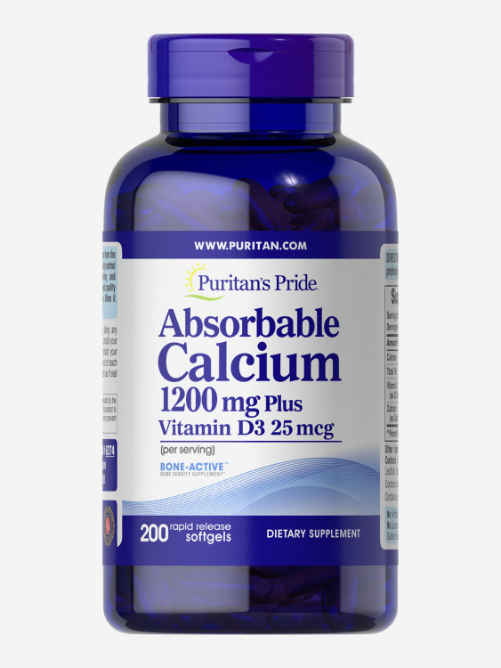 Кальций Д3 Puritan's Pride Calcium Plus Vitamin D3, 200 капсул