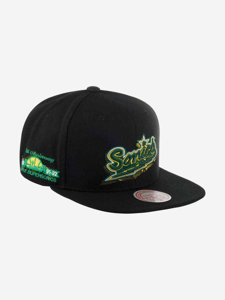 Бейсболка с прямым козырьком MITCHELL NESS HHSS5820-SSUYYPPPBLCK Seattle Supersonics NBA (черный)