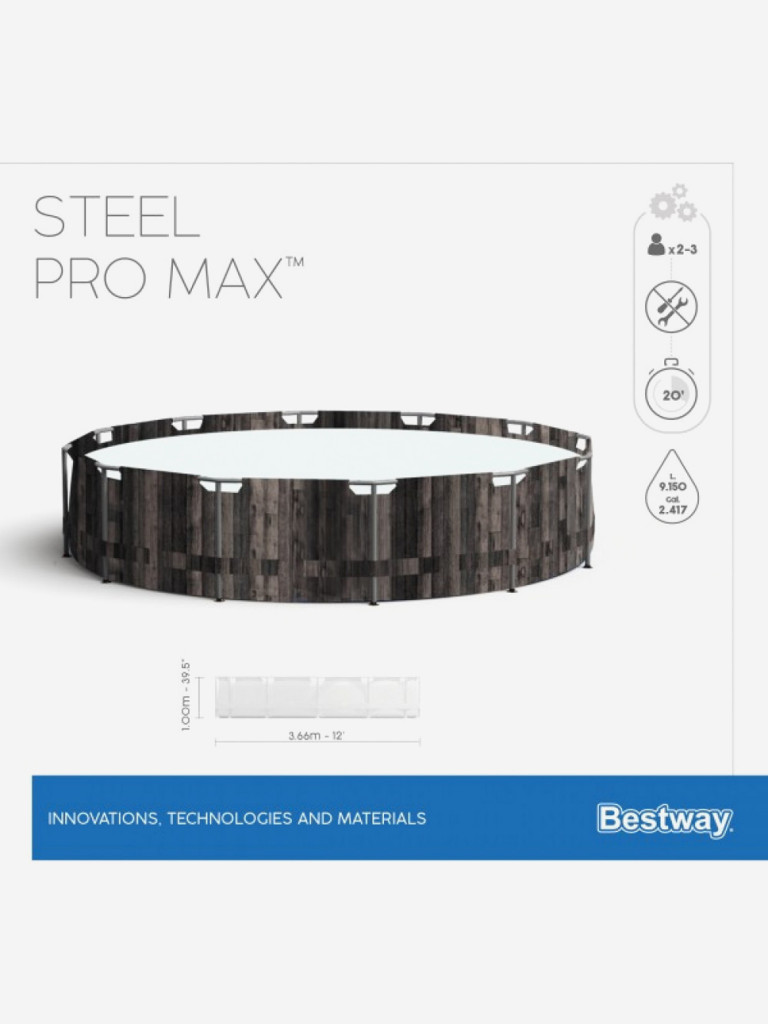 Бассейн каркасный Bestway 5614X Steel Pro MAX (366х100см) фильтр-насос, лестница