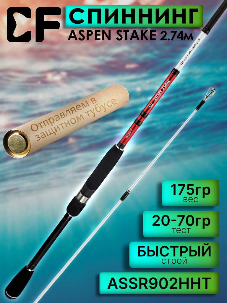 Спиннинг для рыбалки CF Company ASPEN STAKE New ASSR902HHT 274 см, 20-70 гр