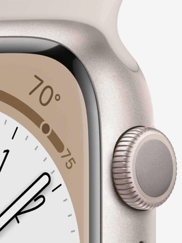 Часы Apple Watch 8 GPS, корпус из алюминия цвета «сияющая звезда», спортивный ремешок цвета «сияющая звезда» 41 мм размер M/L