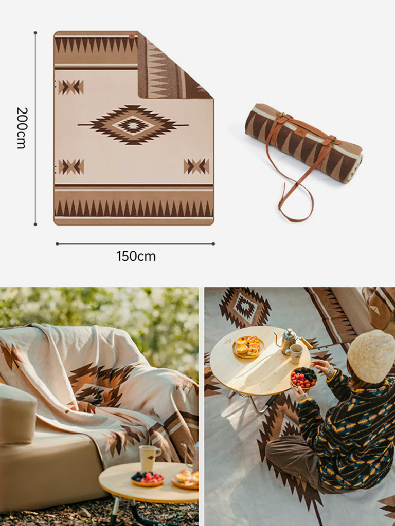 Теплый шерстяной плед Naturehike, бежевый