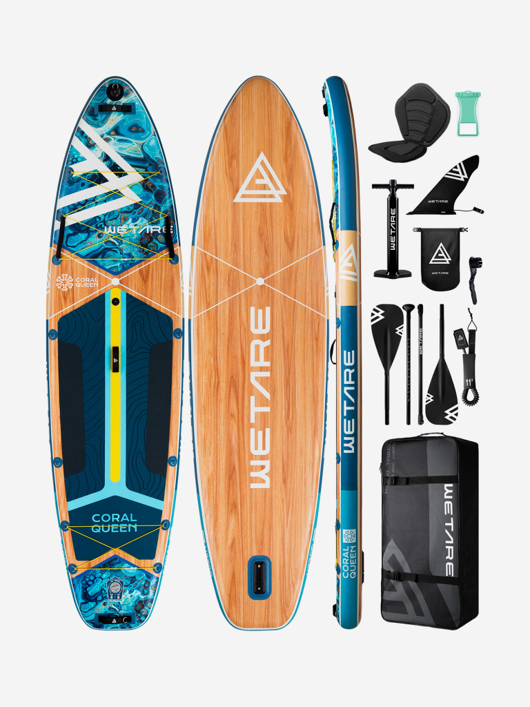 Надувной сапборд WETARE Coral Queen BLUE PRO 11'6" (351×89×15 см), с сиденьем