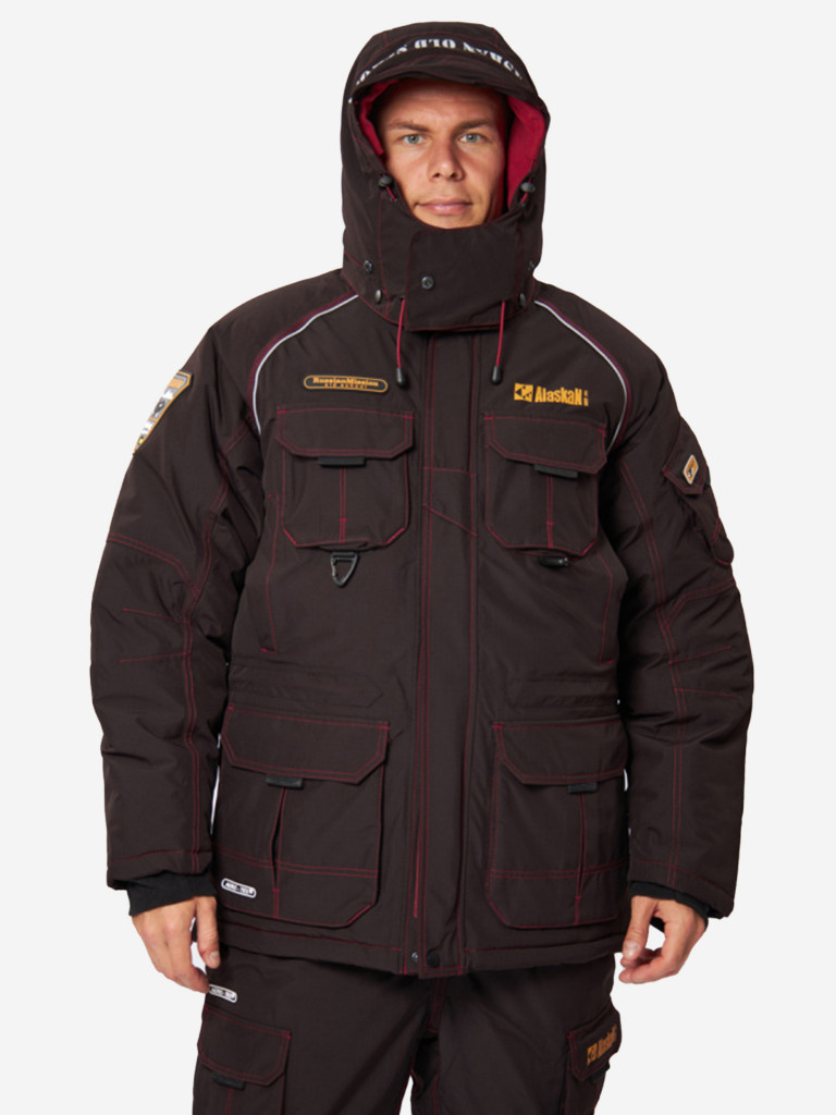 Костюм зимний Alaskan Russian Mission Old School шоколадный/ бордовый (куртка+полукомбинезон) для рыбалки и охоты