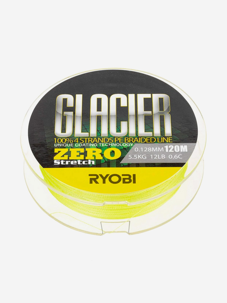 Шнур плетеный для рыбалки Ryobi GLACLER ZERO 120м, 0,128мм, 5,5кг, желтый