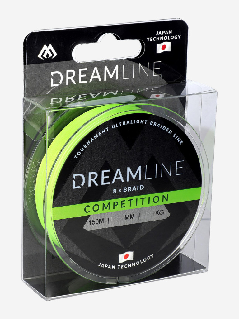Плетеный шнур Mikado DREAMLINE Competition 0.18 fluo green (150 м) 18,32 кг.