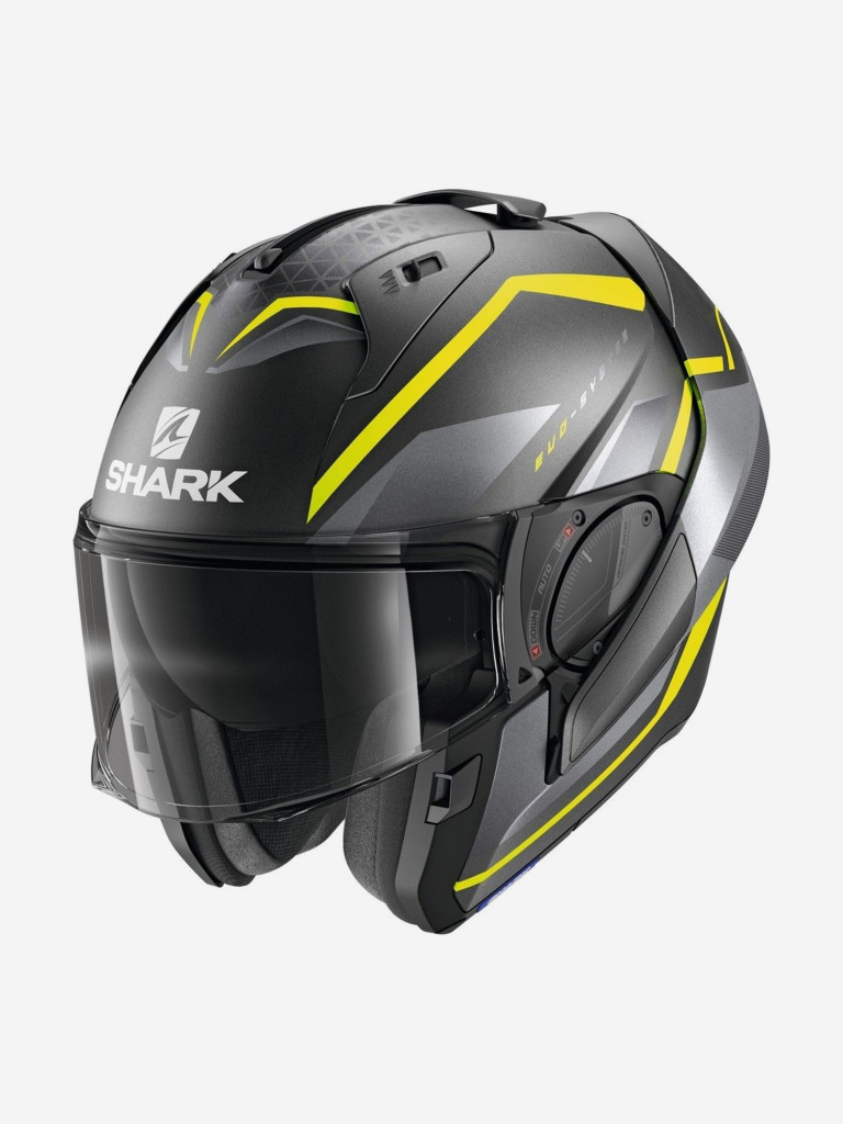 Мотошлем трансформер модуляр SHARK EVO ES YARI Mat Antracite/Yellow/Silver