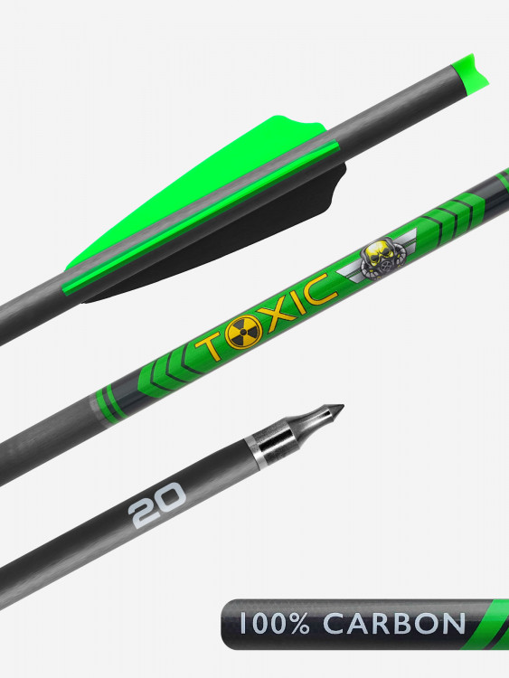 Стрела арбалетная карбоновая Centershot Toxic Carbon 20" Half Moon Nock (6шт.)