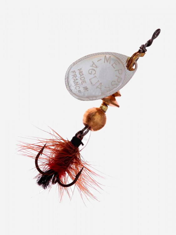 Блесна для рыбалки вертушка Mepps AGLIA MOUCHE, 2, SILVER/Red fly, 1 штука