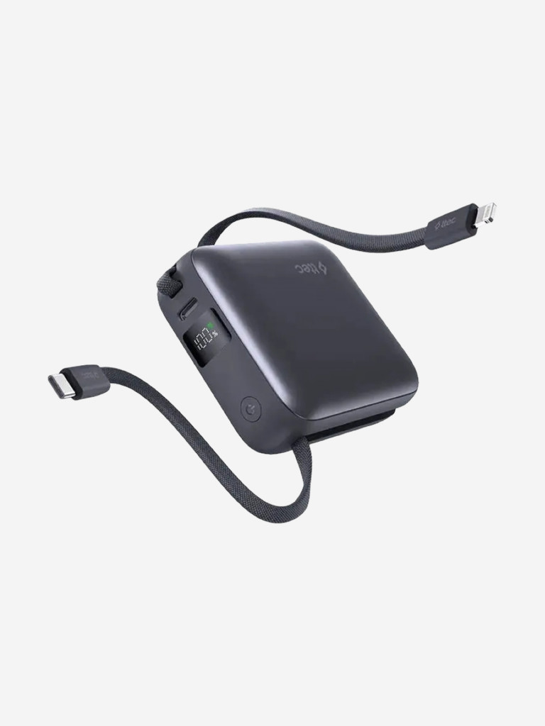Внешний аккумулятор TTEC ReCharger Mini LCD 10000mAh USB-C PD 20W Powerbank с кабелем USB-C&Lightning. Цвет: серый