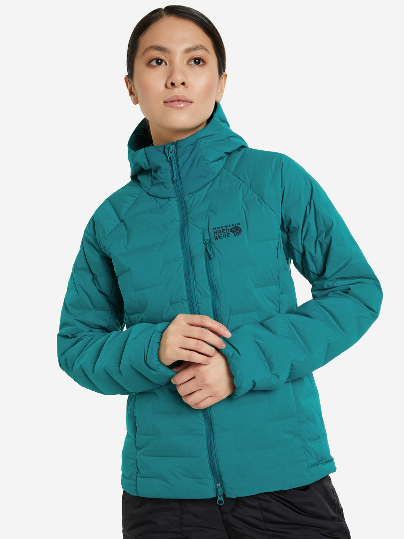 фото Пуховик женский mountain hardwear stretchdown, голубой