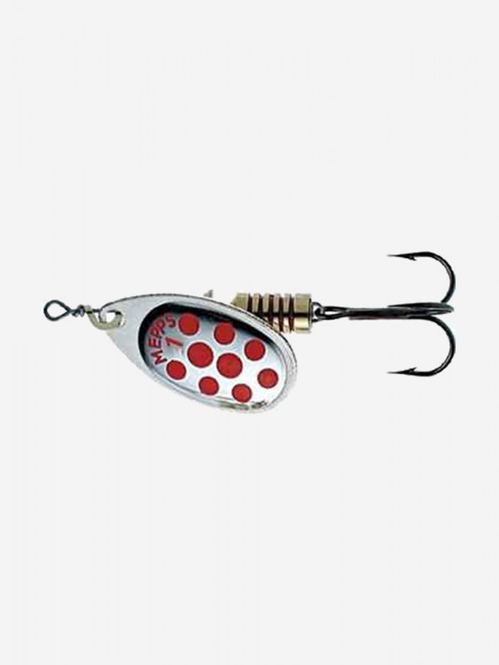 Блесна для рыбалки вертушка Mepps AGLIA PTS, 1, SILVER/Red dots, 1 штука