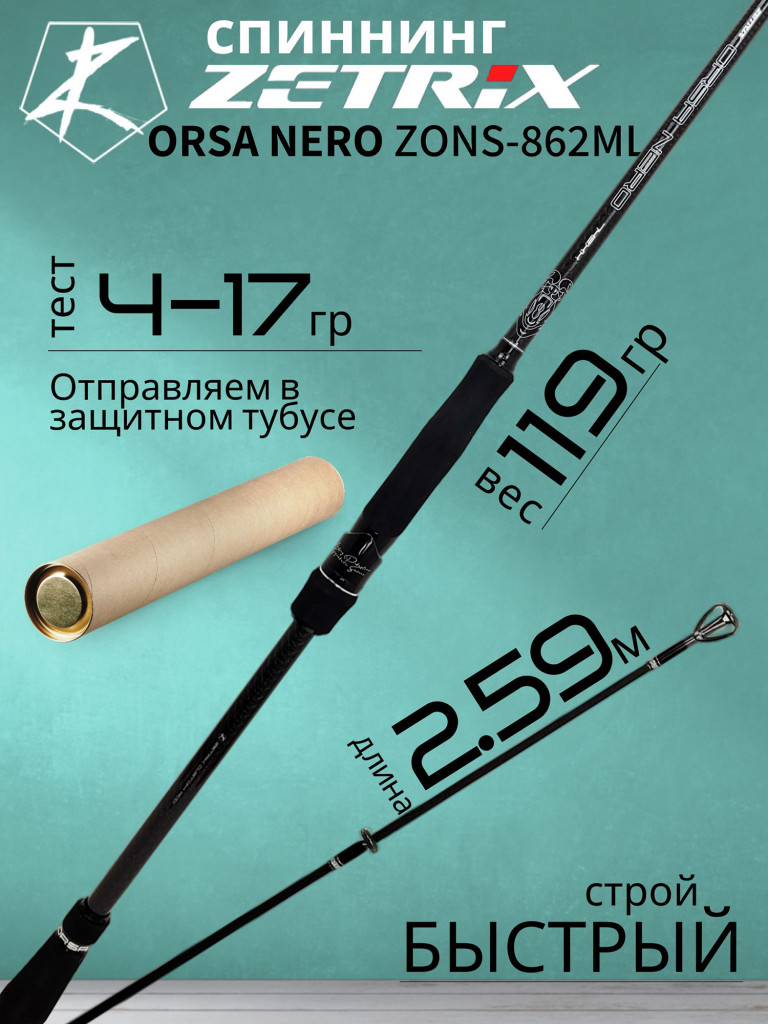 Спиннинг для рыбалки Zetrix ORSA NERO ZONS-862ML 4-17гр