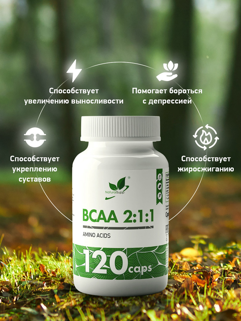 BCAA 2:1:1, NaturalSupp, 120 капcул