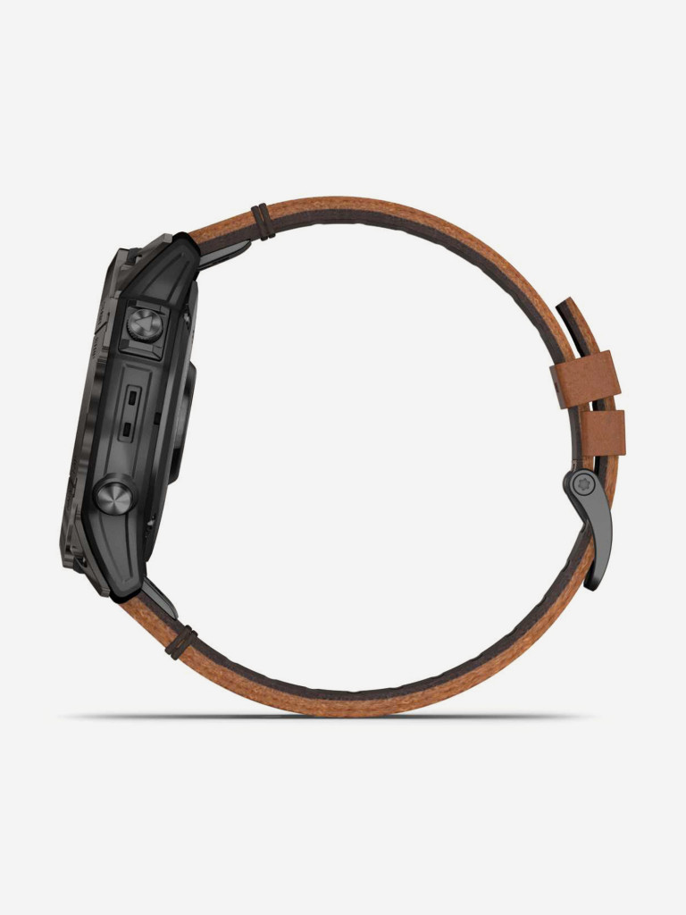 Спортивные часы Garmin EPIX PRO (Gen 2) Sapphire Edition 51 мм, титановый угольно-серый, DLC, коричневый кожаный ремешок