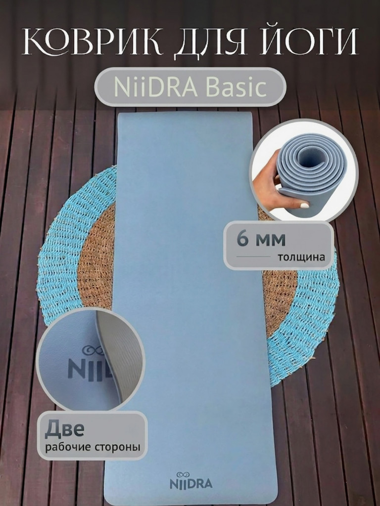 Коврик для йоги NiiDRA Basic сине-персиковый