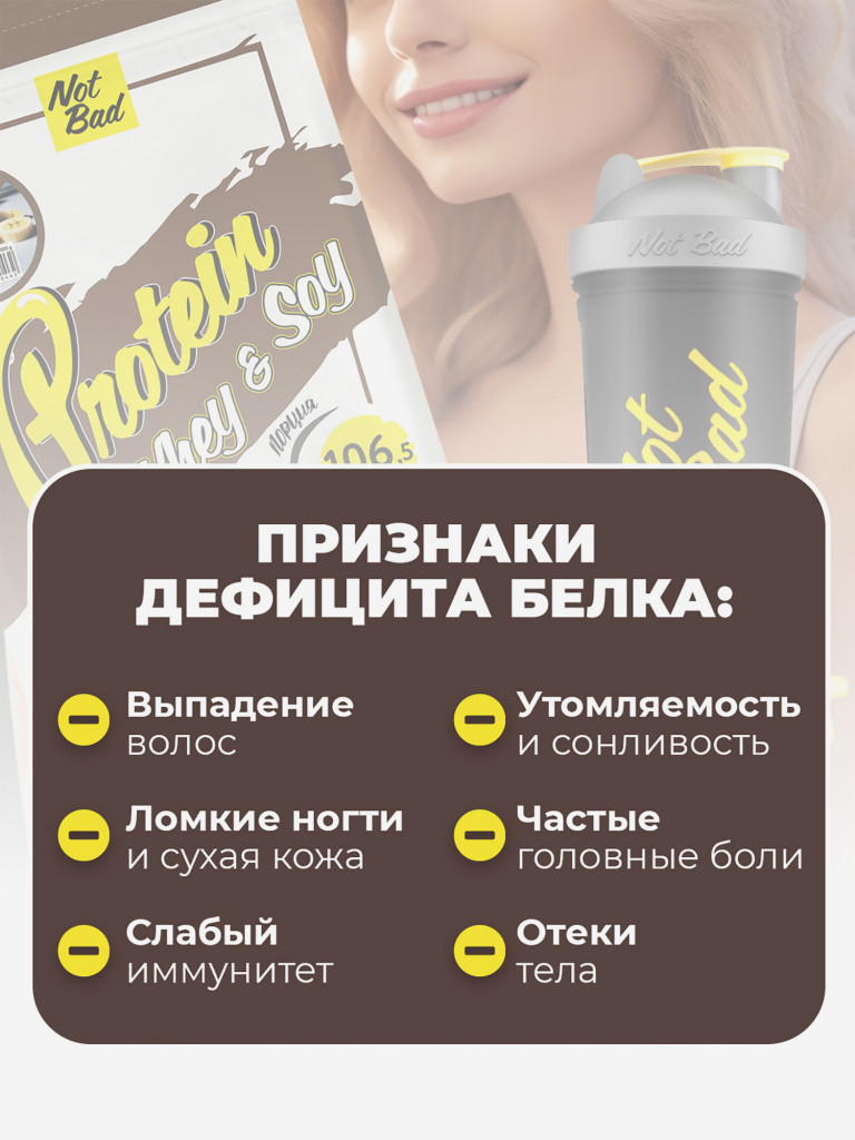 Протеин комплексный с соевым белком, NotBad Whey & Soy, 1000 г, Ваниль