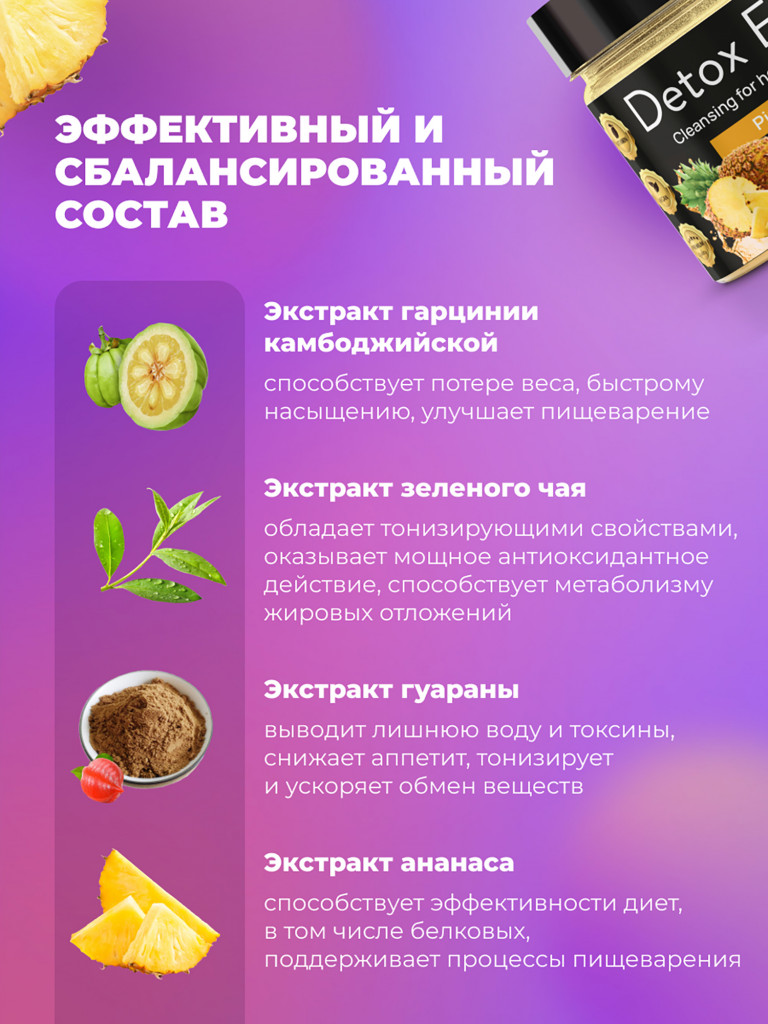 Детокс дренажный напиток для похудения, detox мультивитамины от отеков и водного веса