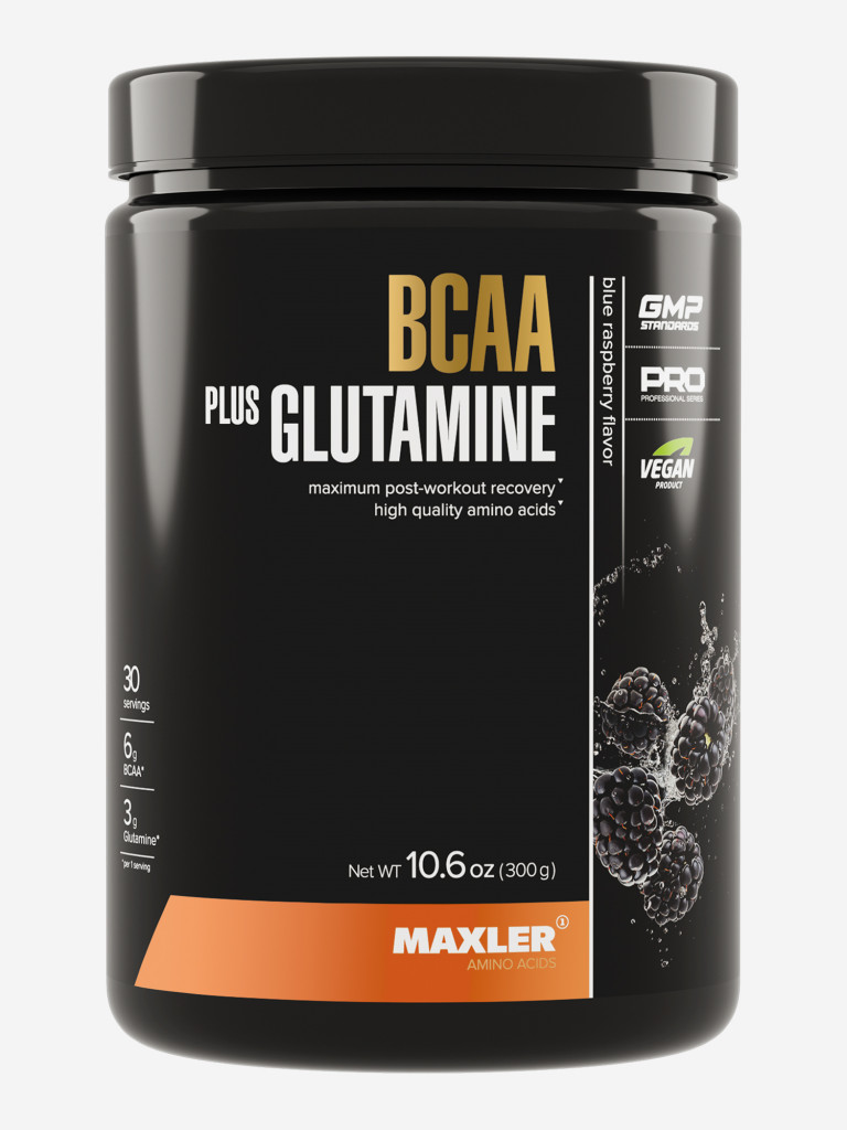 Комплекс аминокислот BCAA + Глютамин Maxler, порошок, 300 г - Голубая малина