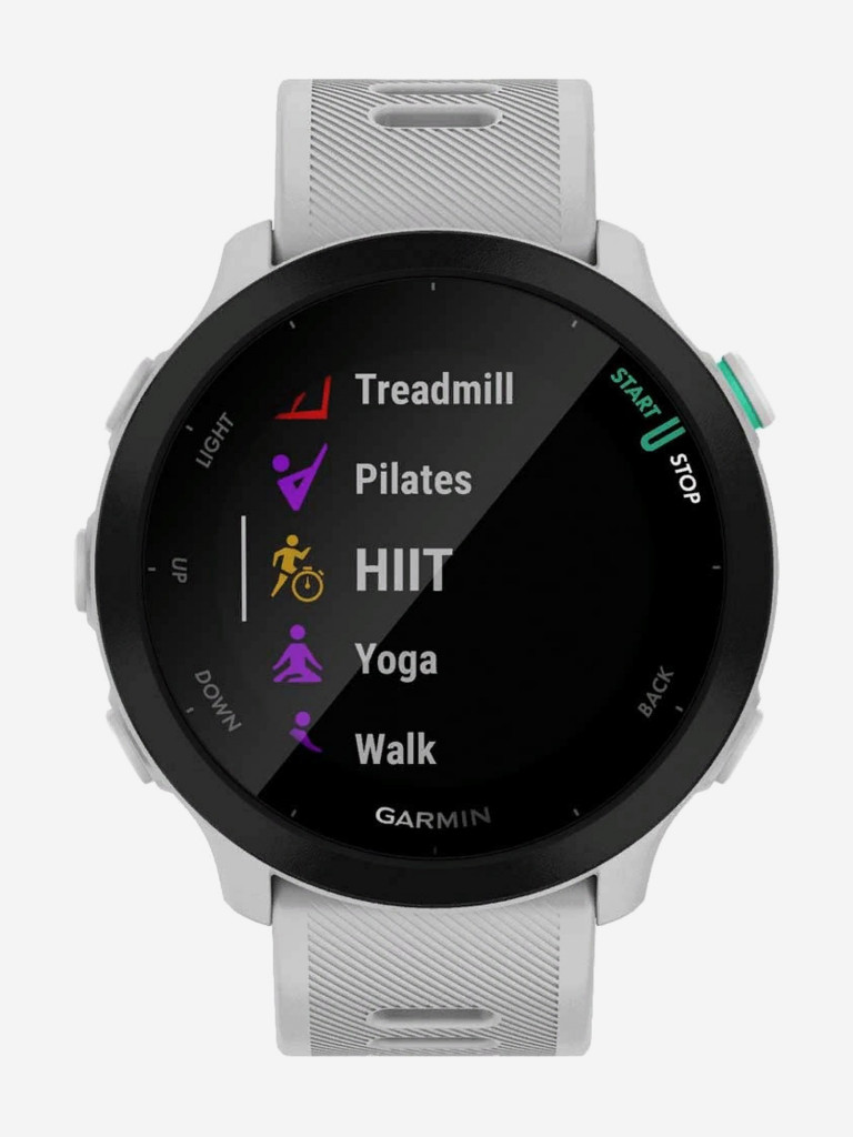 Часы Garmin Forerunner 55, черные с белым ремешком (WHITE STONE) 010-02562-11