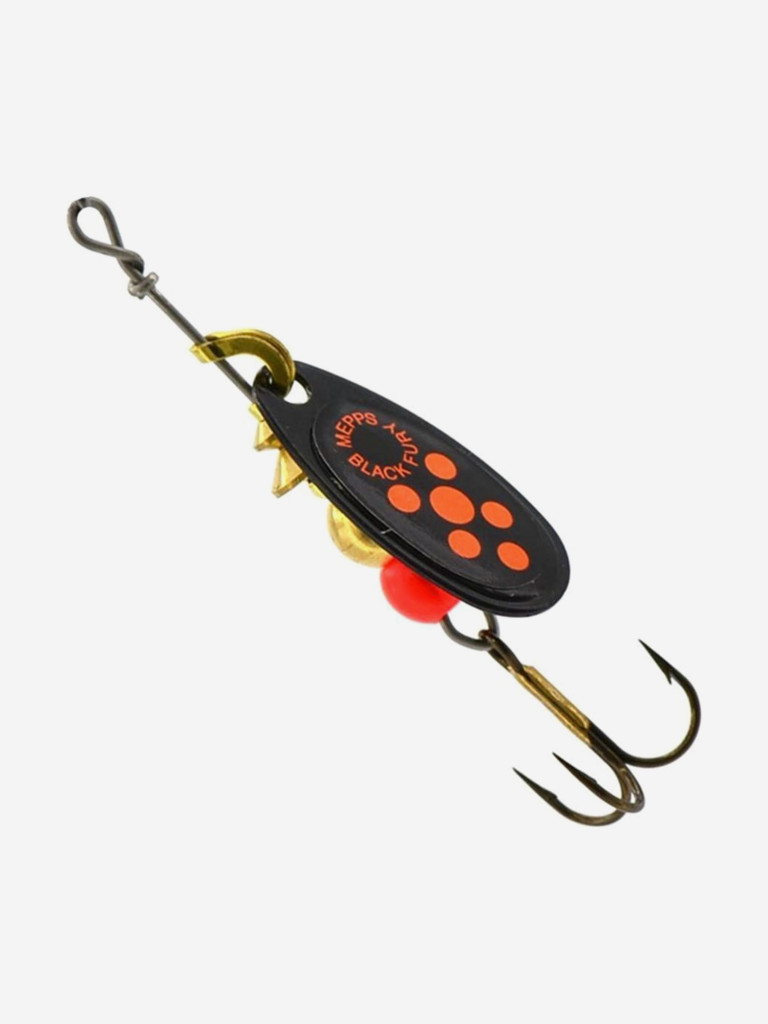 Блесна для рыбалки вертушка Mepps BLACK FURY 4, Black/Orange, комплект из 5 штук