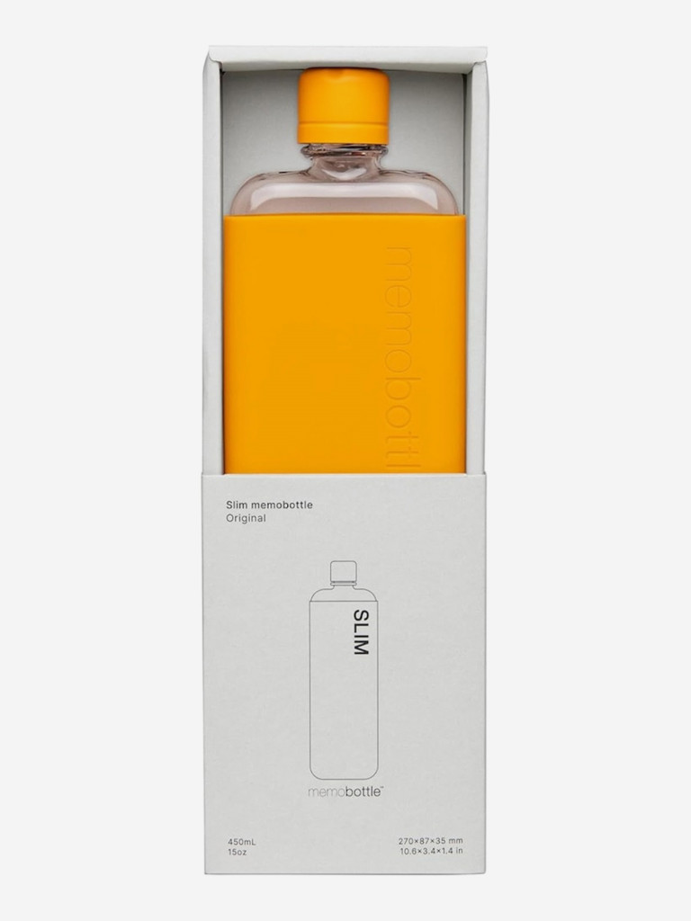 Бутылка с силиконовым чехлом Memobottle Slim, оранжевый