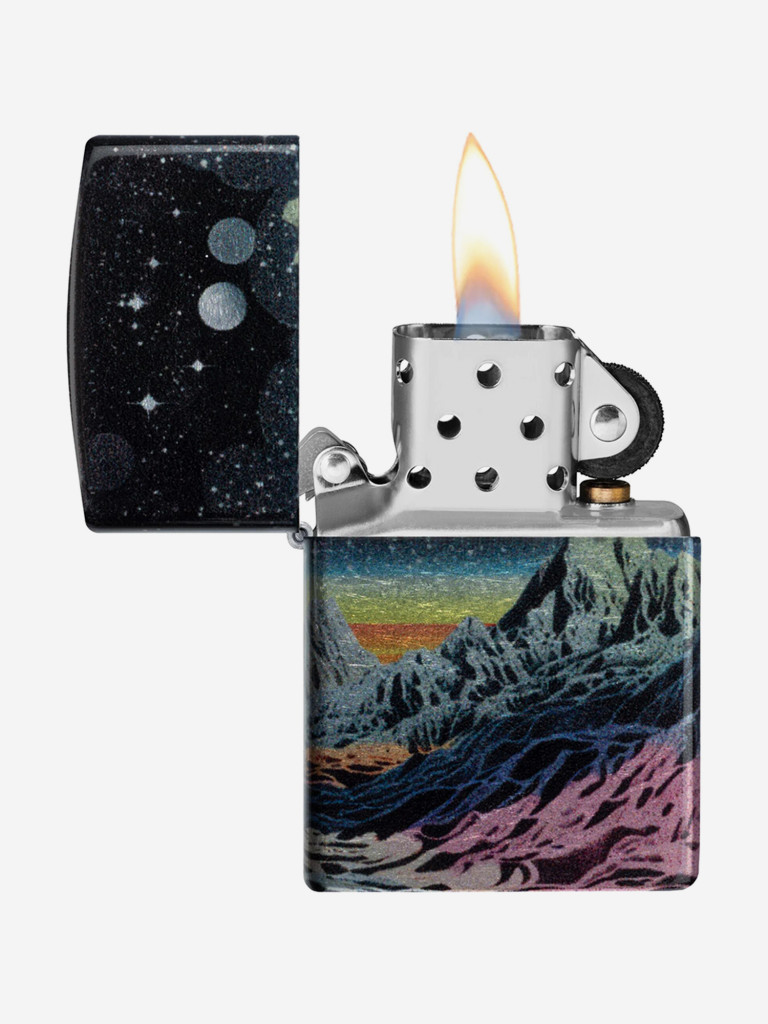 Зажигалка бензиновая ветроустойчивая Zippo Space in Color Design 540 Tumbled Chrome