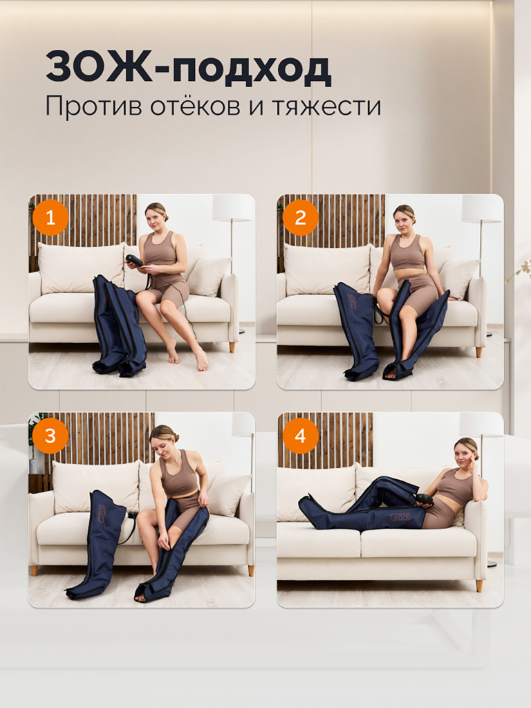 Лимфодренажный массажер для ног, GESS PressLy, воздушно-компрессионный массажер для ног электрический, аппарат прессотерапии, массажные штаны