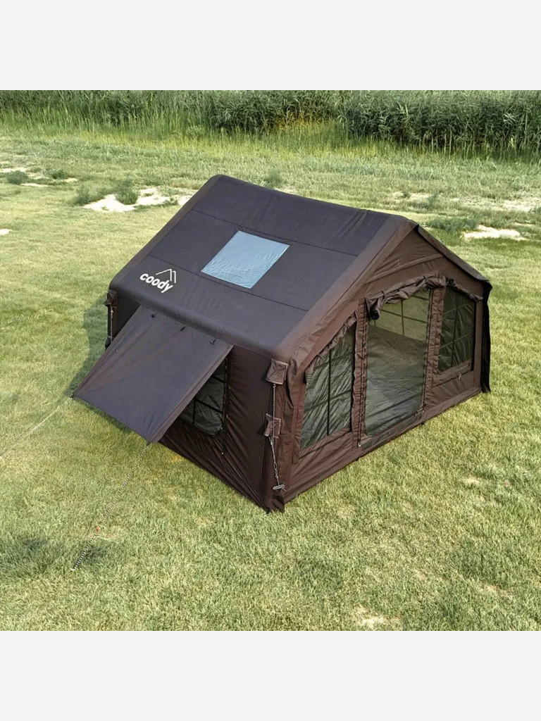 Надувная палатка Coody 8.0 Black, 320×250×220 см, 2–4 человека, 2 входа, навес