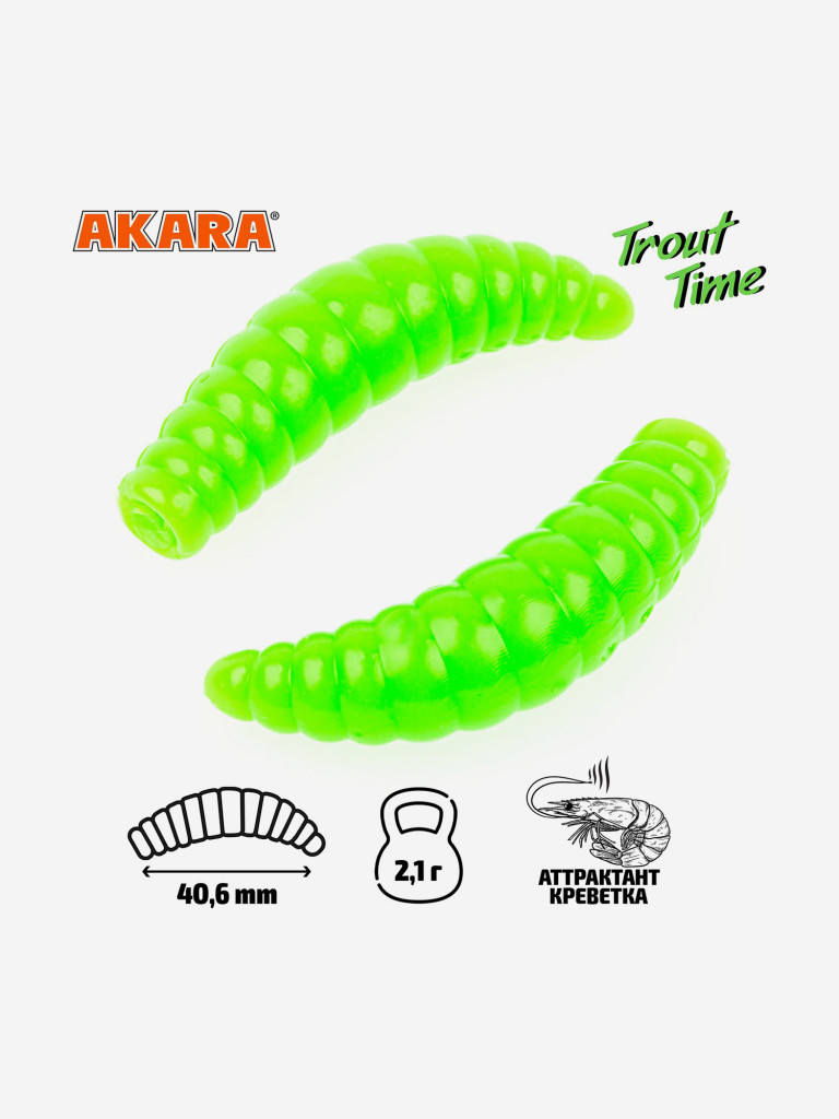 Силиконовая приманка Akara Trout Time MAGGOT 1,6 452, Shrimp (20 шт.)
