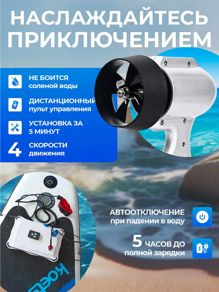 Электроплавник для сапборда TourusSup v.2024 13Ah 36V E-fin new 350W