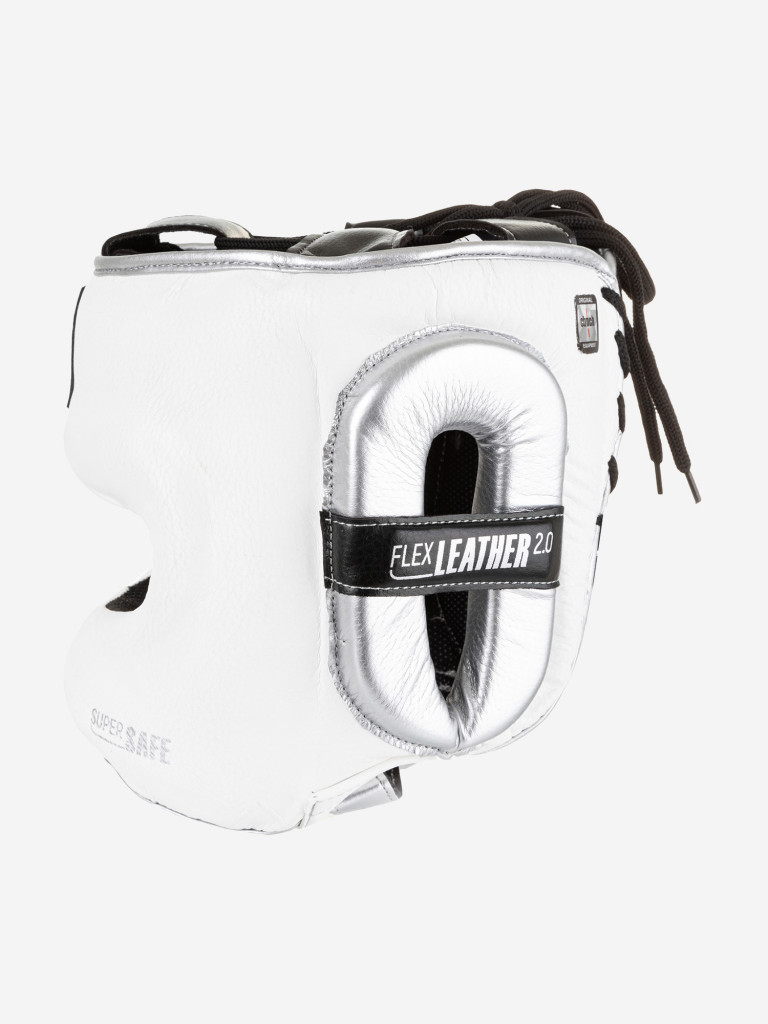 Шлем для единоборств с бампером Clinch Face Guard бело-серебристый