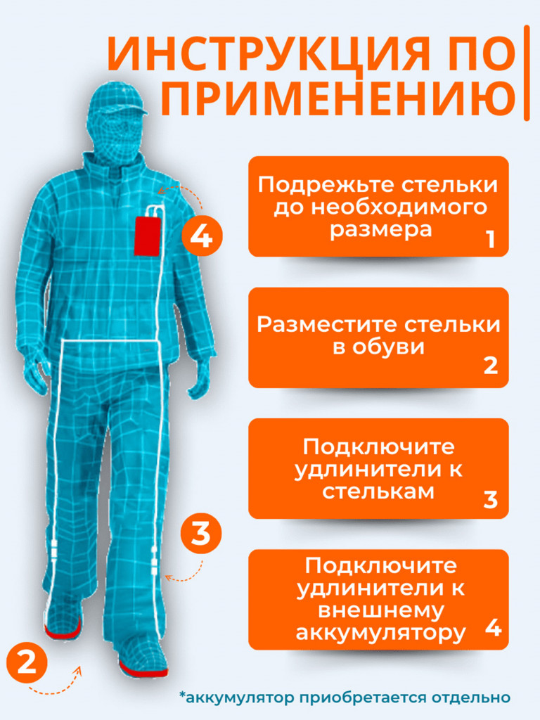 USB стельки с подогревом Сибиряк