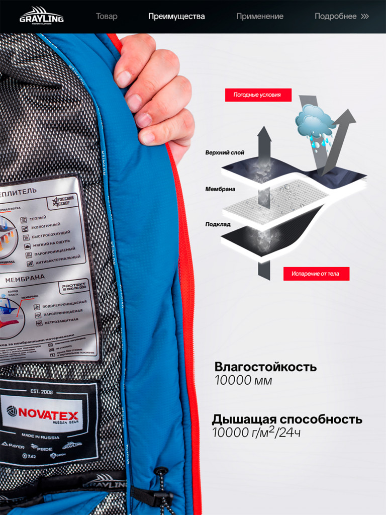 Костюм для рыбалки зимний -45, GRAYLING, Камчатка, т.синий-красный