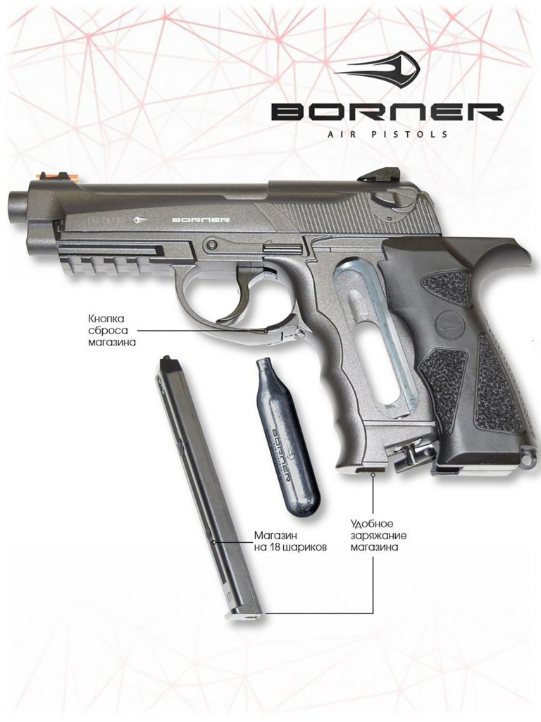 Пневматический пистолет BORNER Sport 306М (Beretta), кал. 4,5 мм. 8.3041