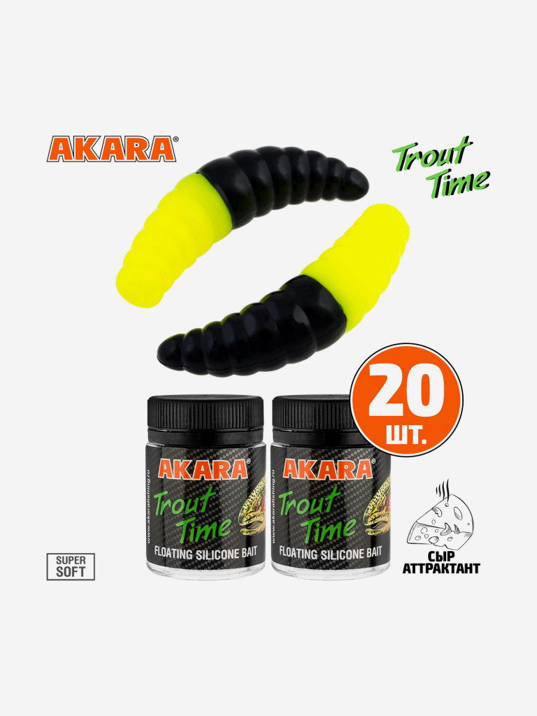 Силиконовая приманка Akara Trout Time MAGGOT 1,6 419, Cheese (20 шт.)