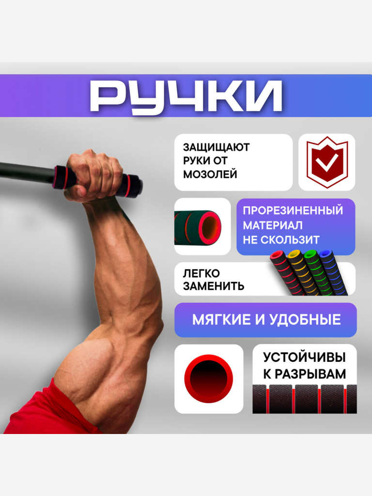 Турник настенный 2 хвата усиленный с упорами 98 см Гантели-в-Деле черный