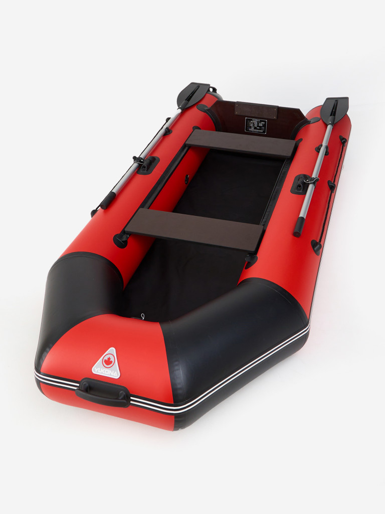 Лодка ПВХ надувная под мотор Yukona 280 TLЛЮКС двухместная для рыбалки с жестким дном. красно-черная