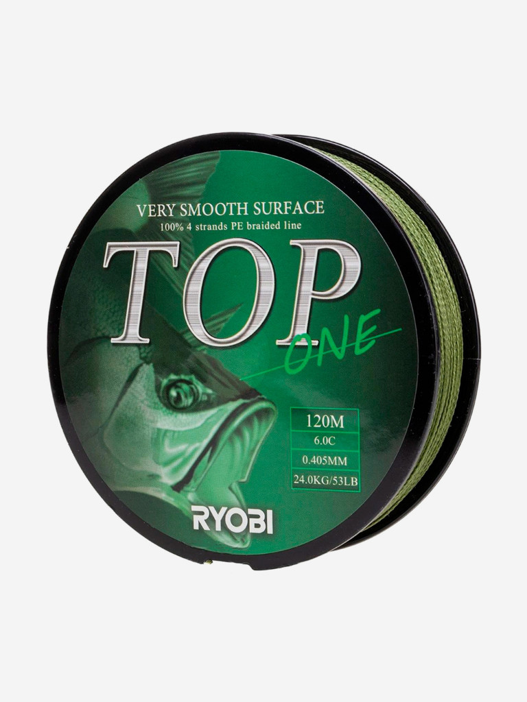 Шнур плетеный для рыбалки Ryobi TOP PE4X, 120м, 0,405мм, 24кг, темно-зеленый