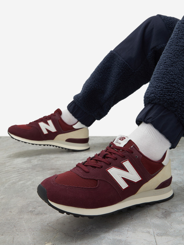 Кроссовки New Balance 574 бордовый/бежевый цвет — купить за 12599 руб. со скидкой 30 %, отзывы в интернет-магазине Спортмастер