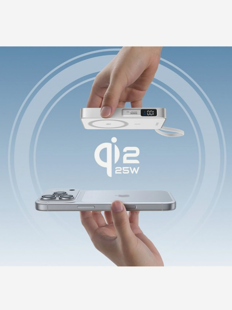 Внешний аккумулятор UGREEN PB773 (95027B) "MagFlow" 30W W-less 10000mAh Qi2.2 Power Bank&Built-in Cable (CCC) со встроенным кабелем USB-C