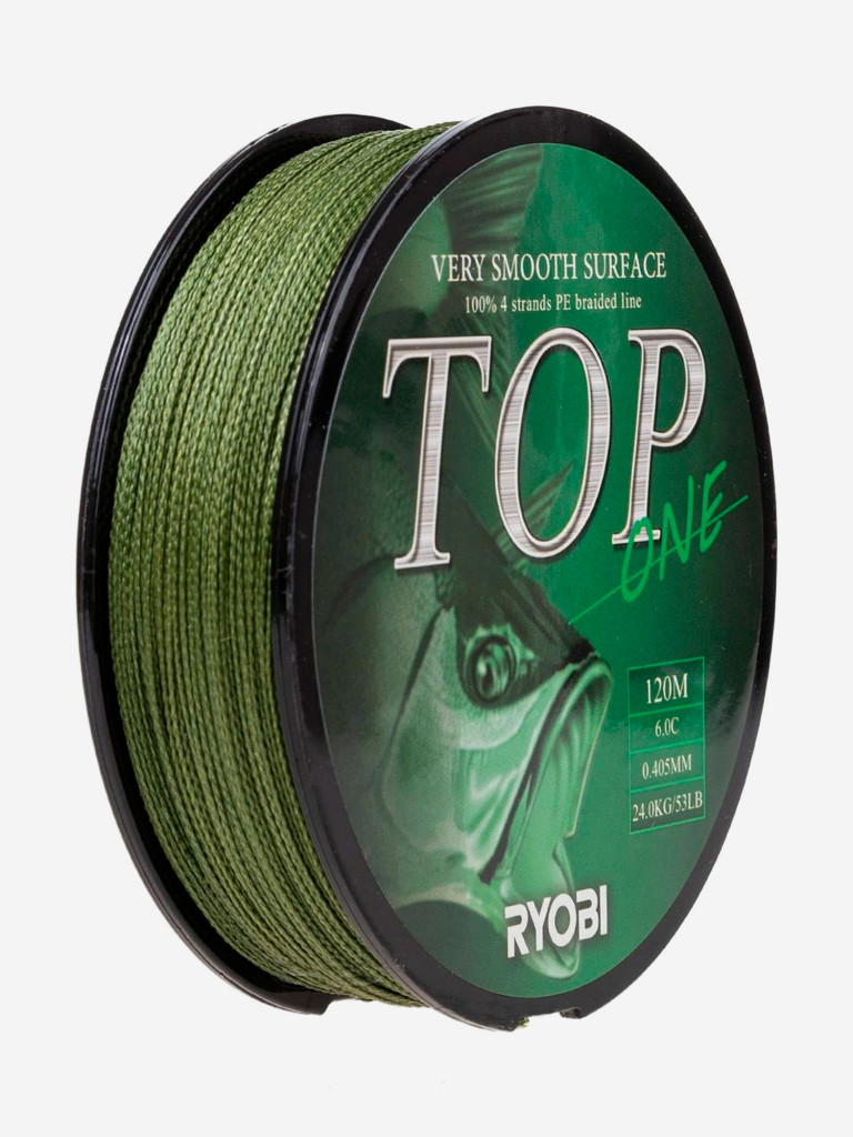 Шнур плетеный для рыбалки Ryobi TOP PE4X, 120м, 0,405мм, 24кг, темно-зеленый