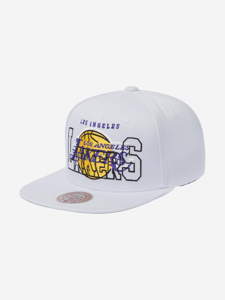 Бейсболка с прямым козырьком MITCHELL NESS HS10387-LALWHIT Los Angeles Lakers NBA