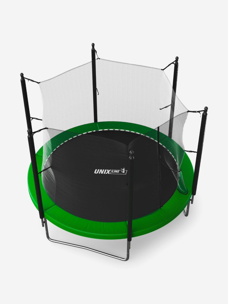 Батут каркасный UNIX Line Simple 10 ft Green с внутренней защитной сеткой, общий диаметр 305 см, до 140 кг
