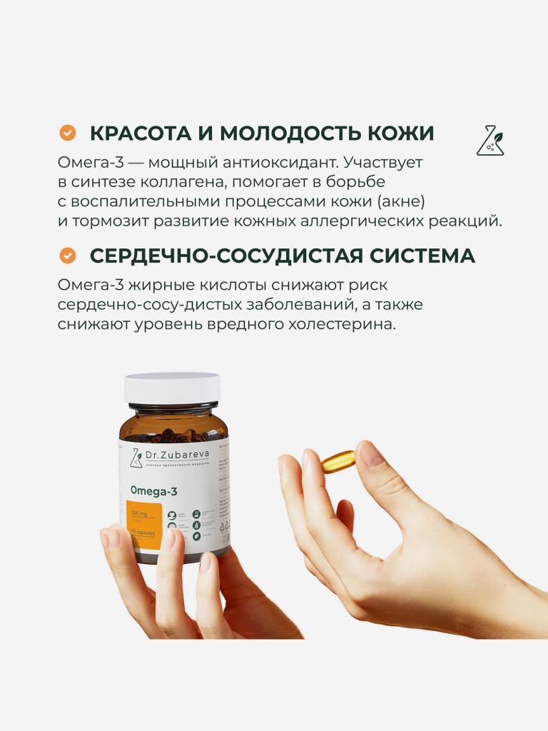 Омега 3 в капсулах 1320 мг, 60 капсул, Dr.Zubareva